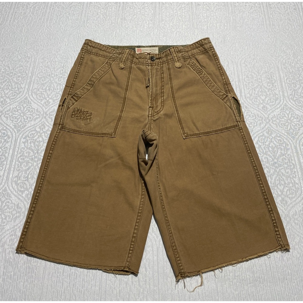 Cargo‎ Supply Mens Brown Shorts Size 28 Raw Hem Utility Casual